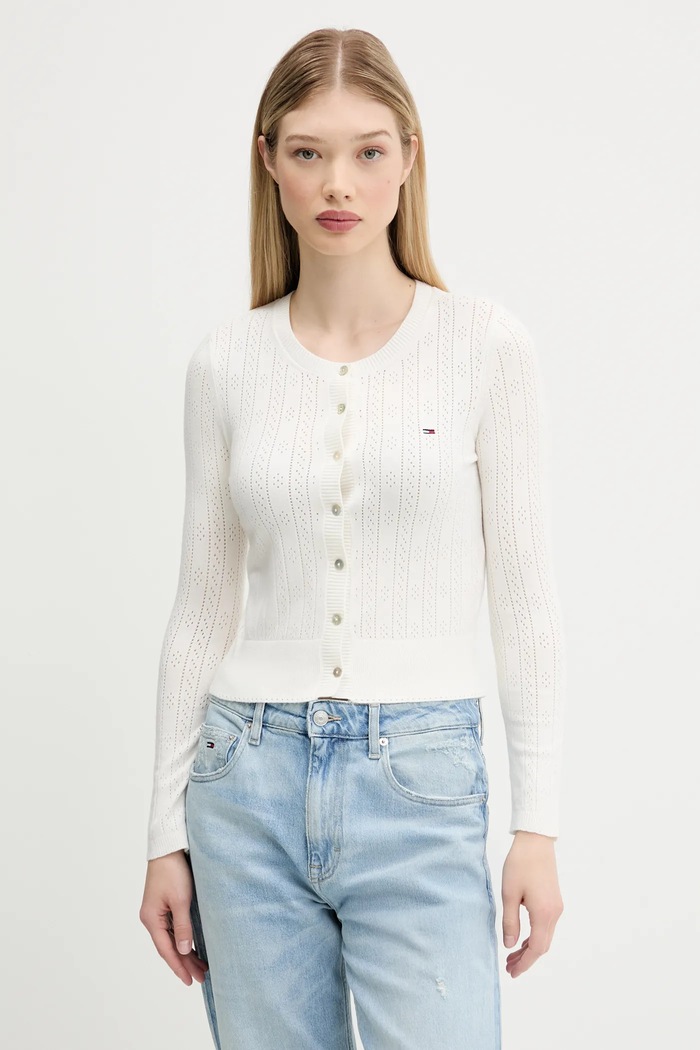 Kardigan Tommy Jeans tenká béžová DW0DW20966