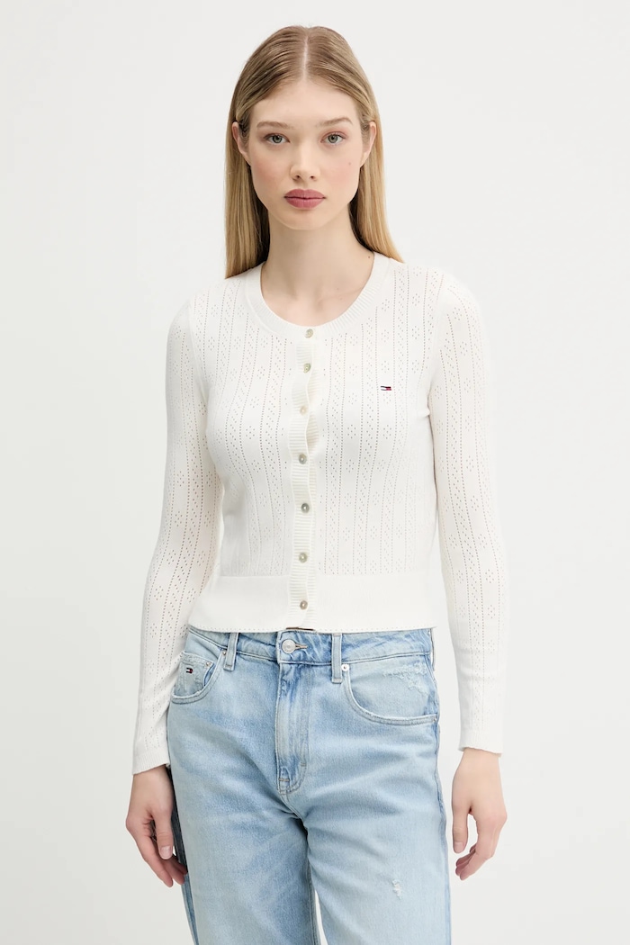 Kardigan Tommy Jeans tenká béžová DW0DW20966
