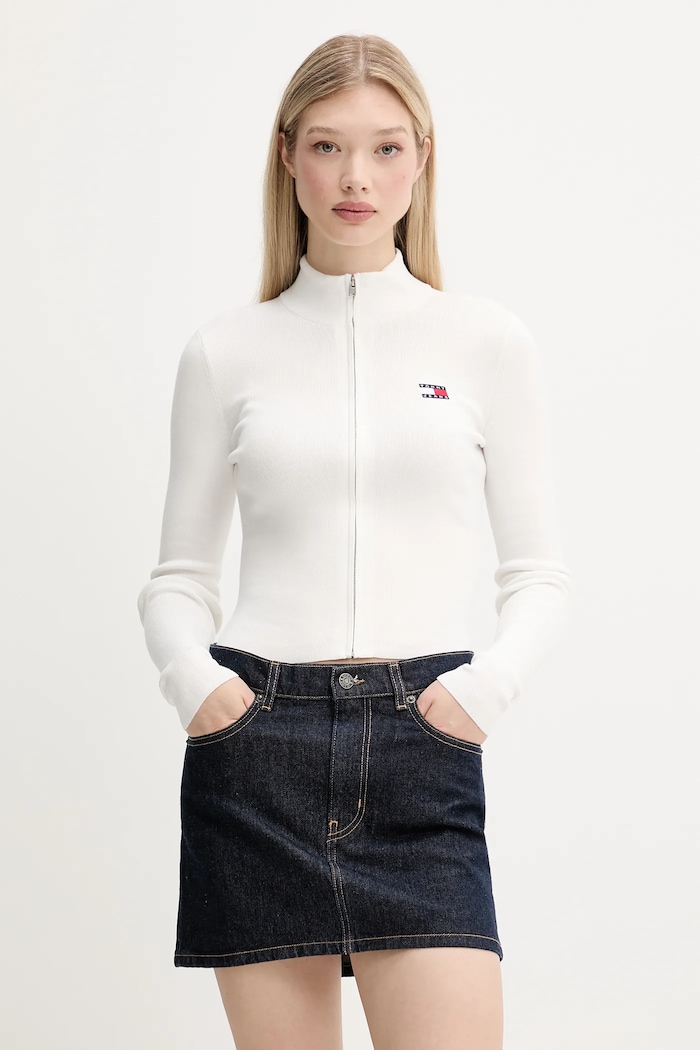 Πλεκτή ζακέτα Tommy Jeans άλλο λευκό DW0DW20967