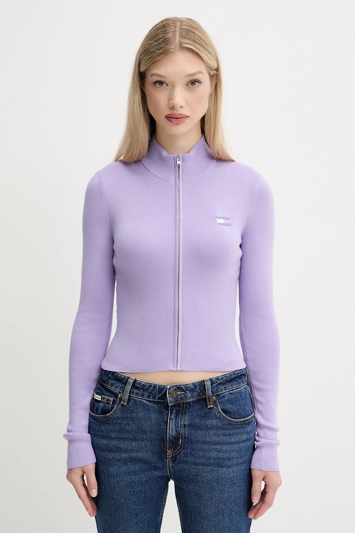 Tommy Jeans cardigan imprimeu violet DW0DW20967