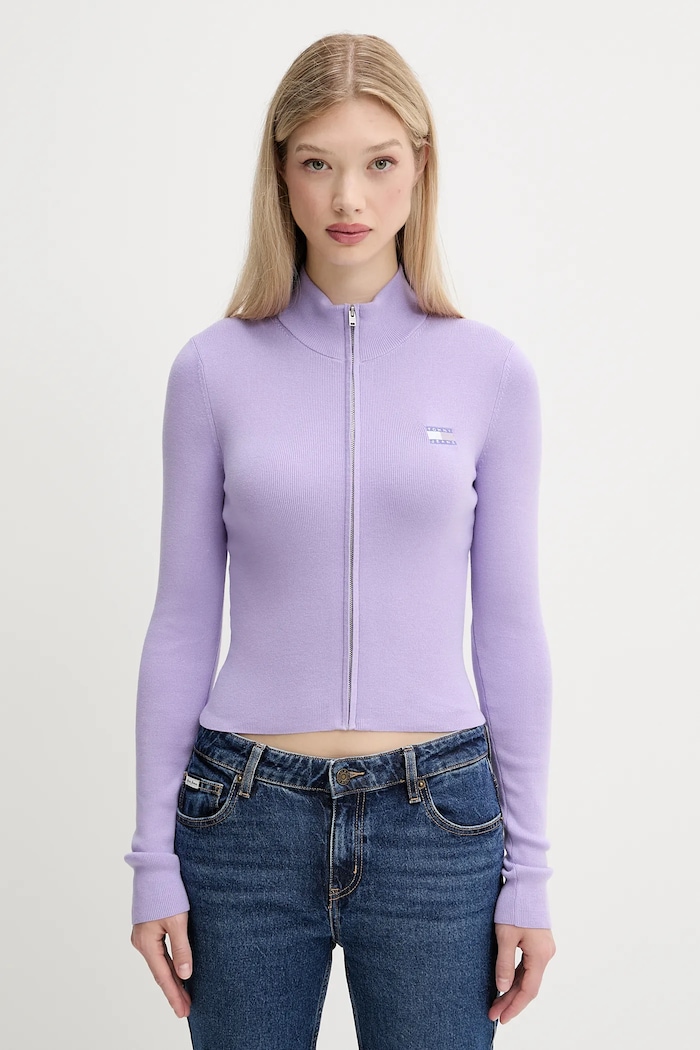 Tommy Jeans cardigan imprimeu violet DW0DW20967
