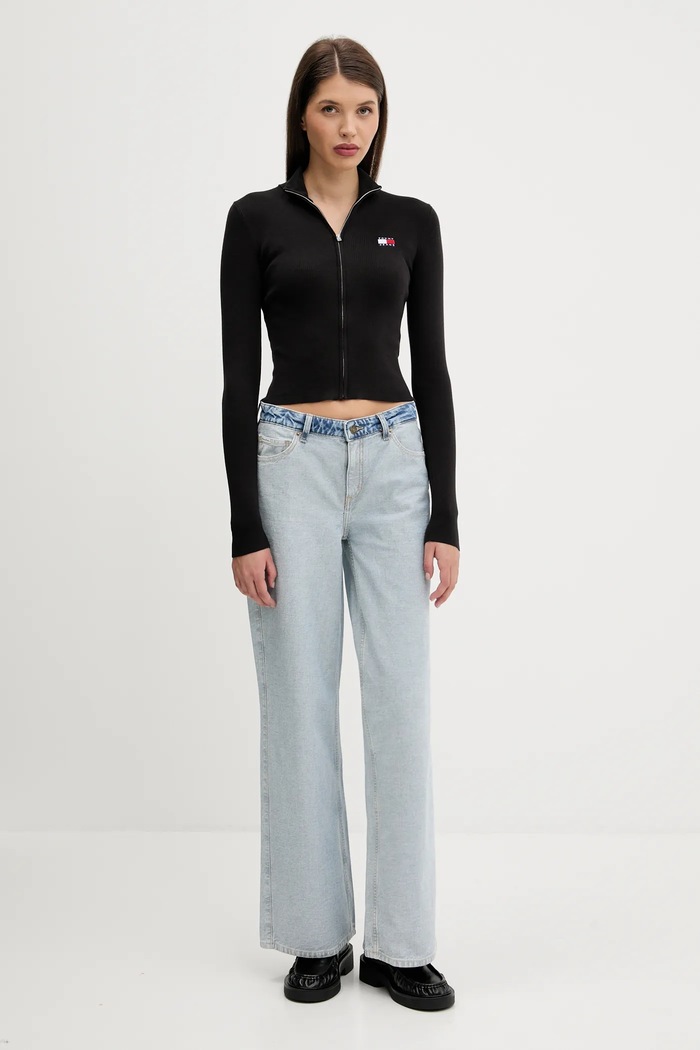 Tommy Jeans kardigan DW0DW20967 czarny AW25