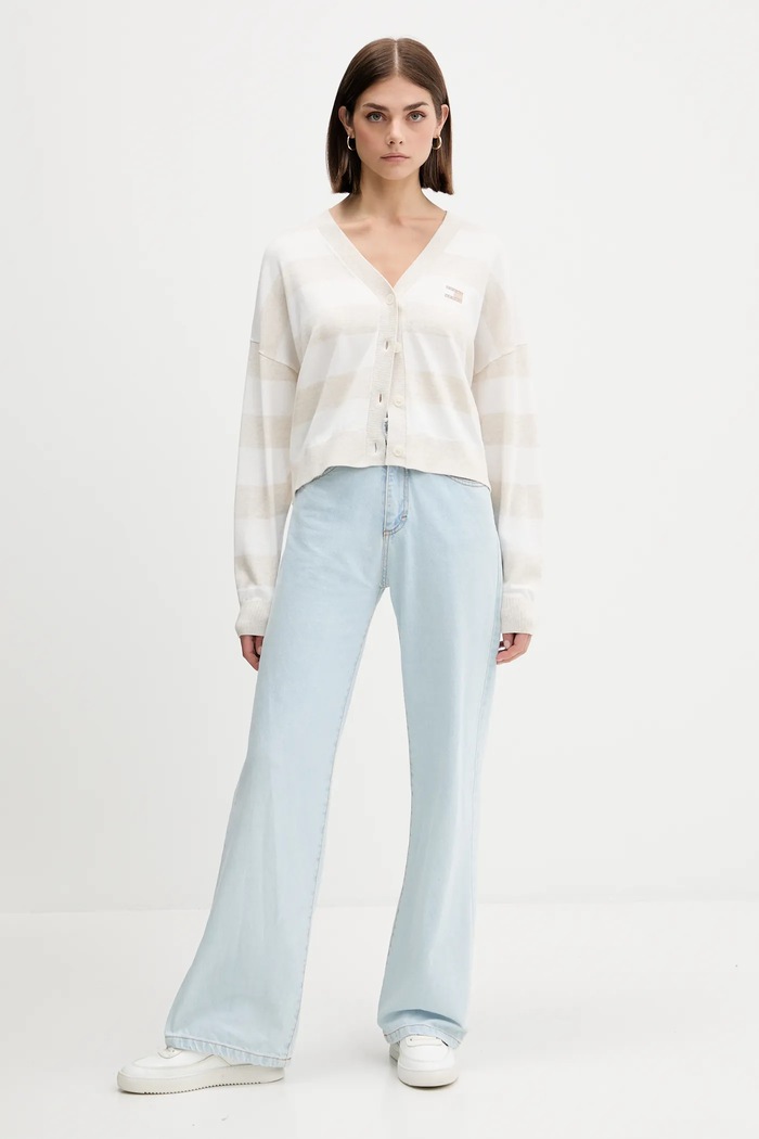 Bavlnený kardigán Tommy Jeans DW0DW20968 béžová AW25