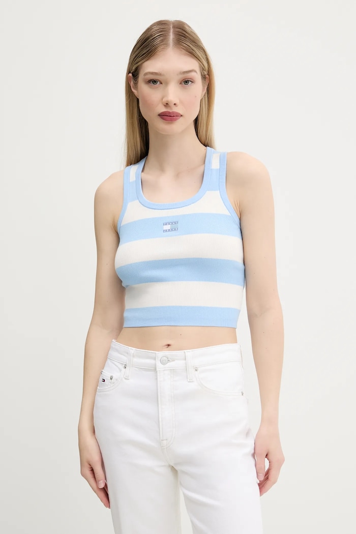 Top Tommy Jeans slim modrá DW0DW20969