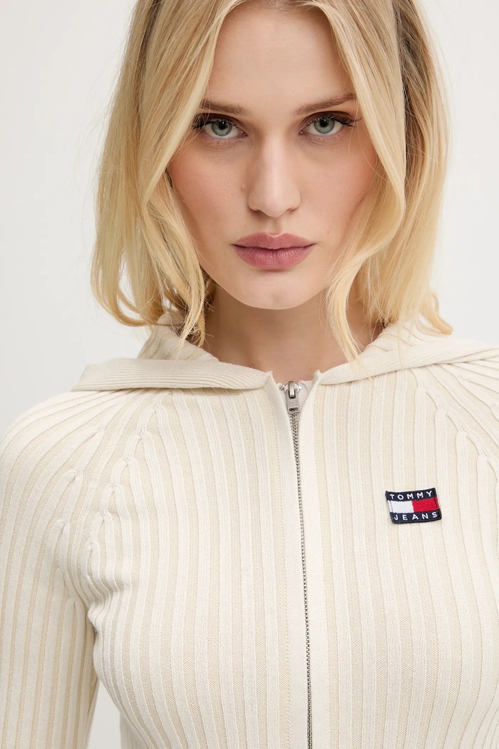 Kardigan Tommy Jeans béžová DW0DW20974
