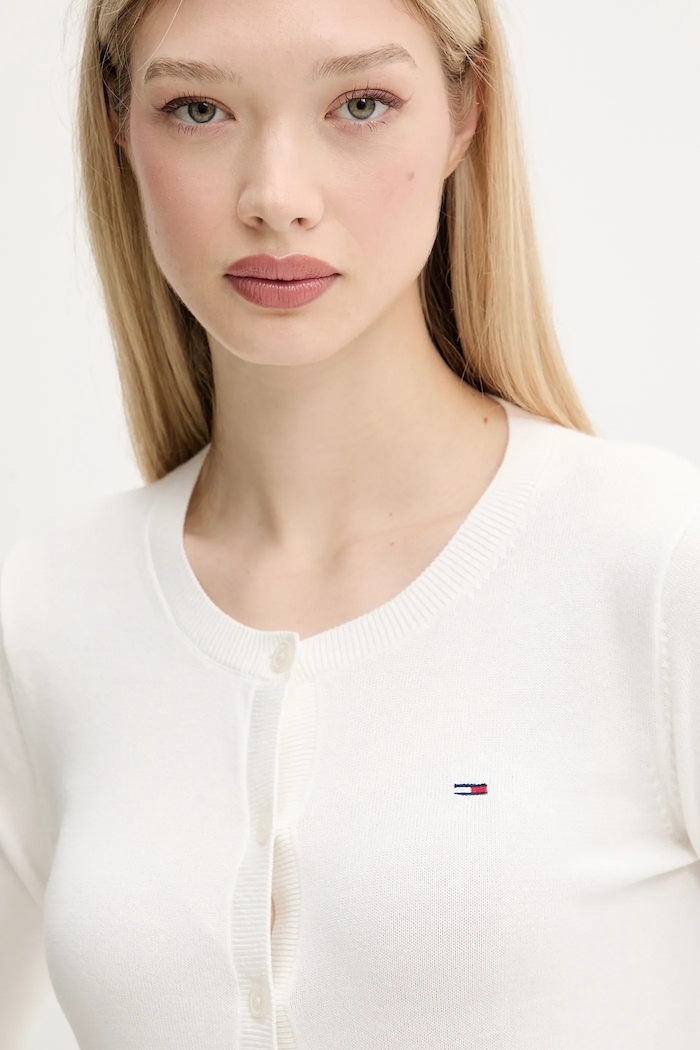 Tommy Jeans kardigan dámský bavlněný bílá DW0DW20976