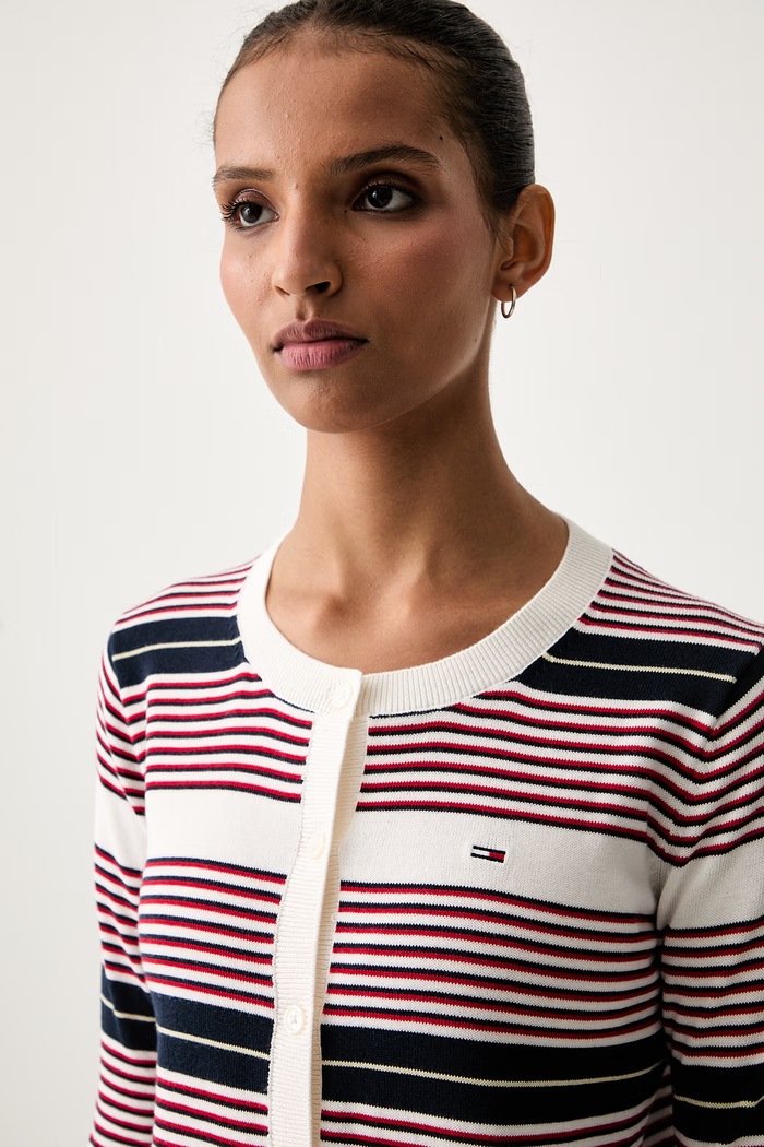 Tommy Jeans kardigan damski bawełniany beżowy DW0DW20976