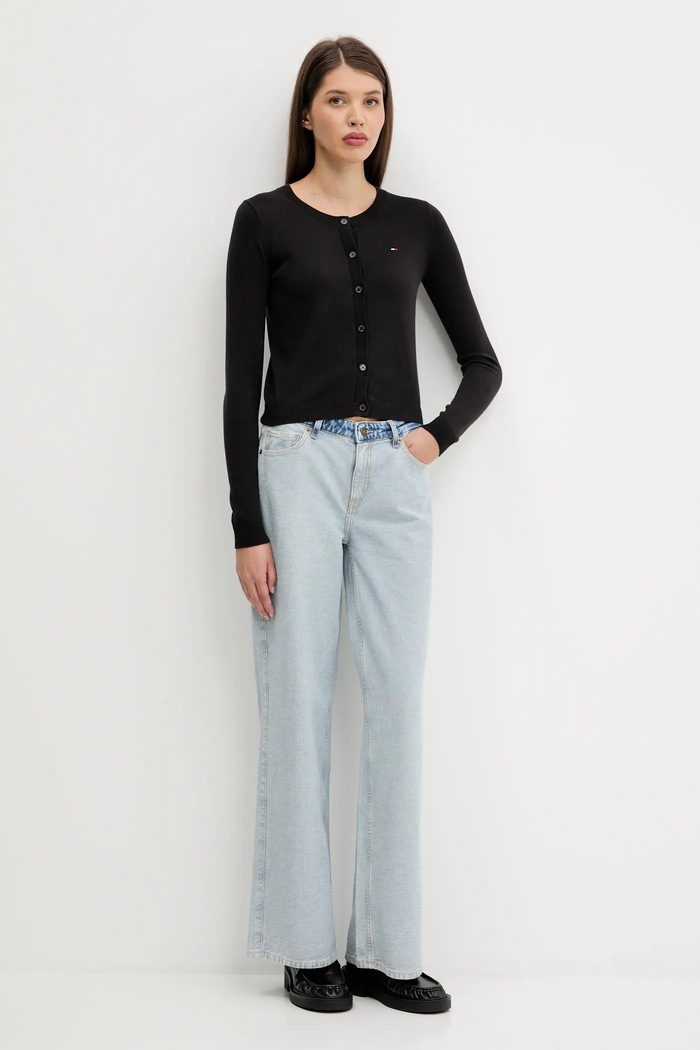 Tommy Jeans kardigan dámský bavlněný DW0DW20976 černá SS26