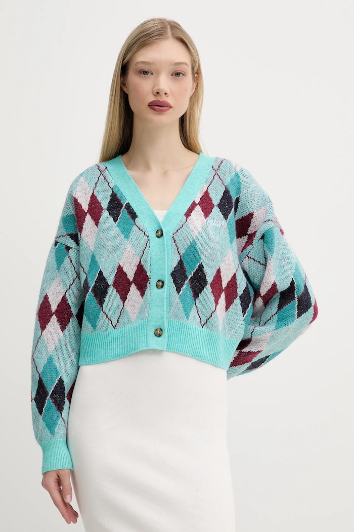 Tommy Jeans kardigán közepesen vastag türkiz DW0DW21180