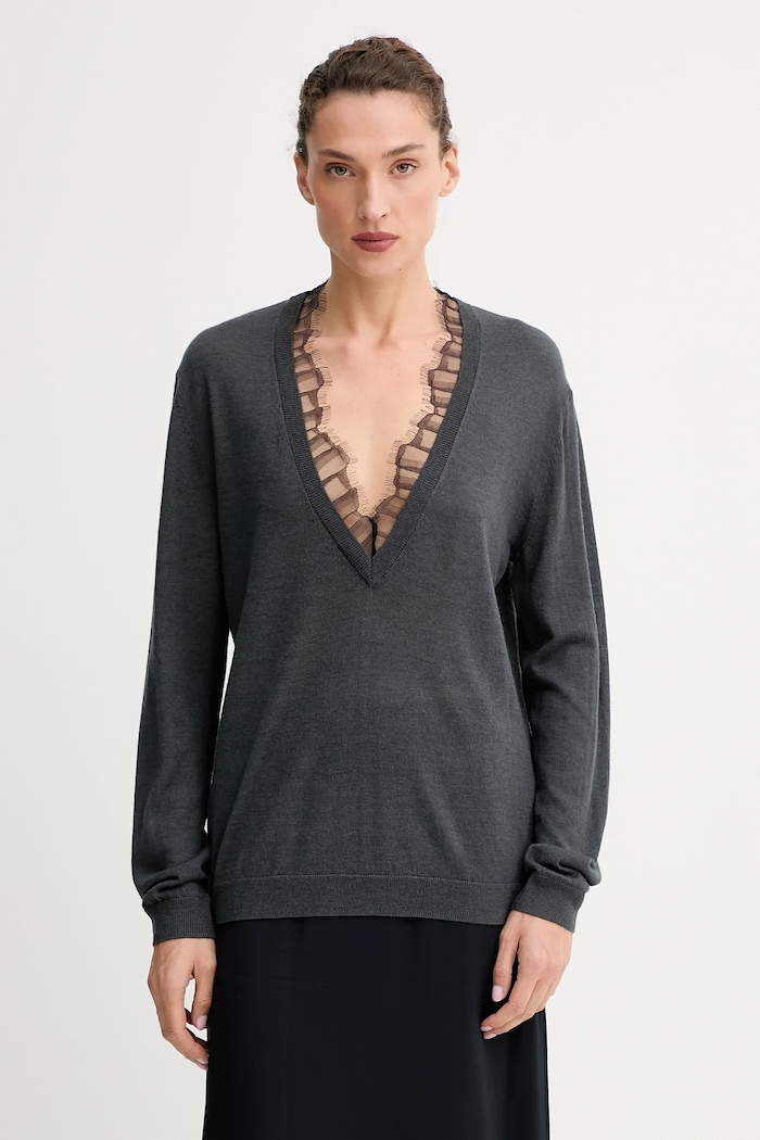 IRO Pulover din amestec de lână gri WP12HABY