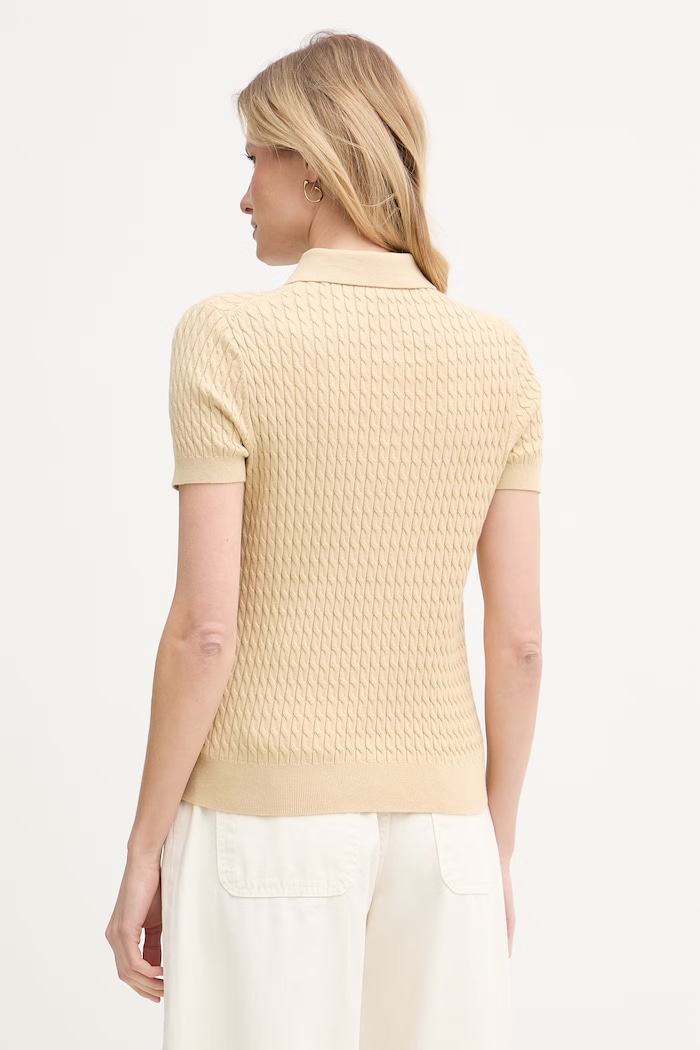 Oblečenie Tommy Hilfiger úpletové polo tričko dámske bavlnené WW0WW41474 béžová