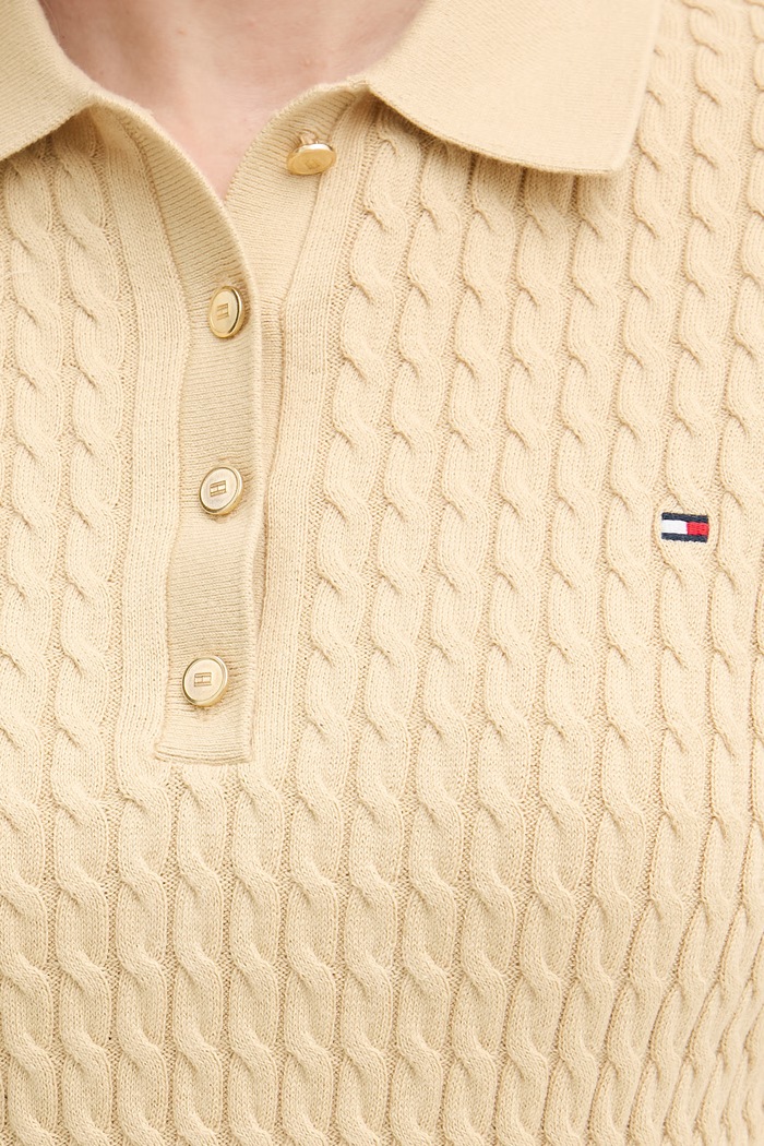 Tommy Hilfiger úpletové polo tričko dámske bavlnené WW0WW41474 béžová