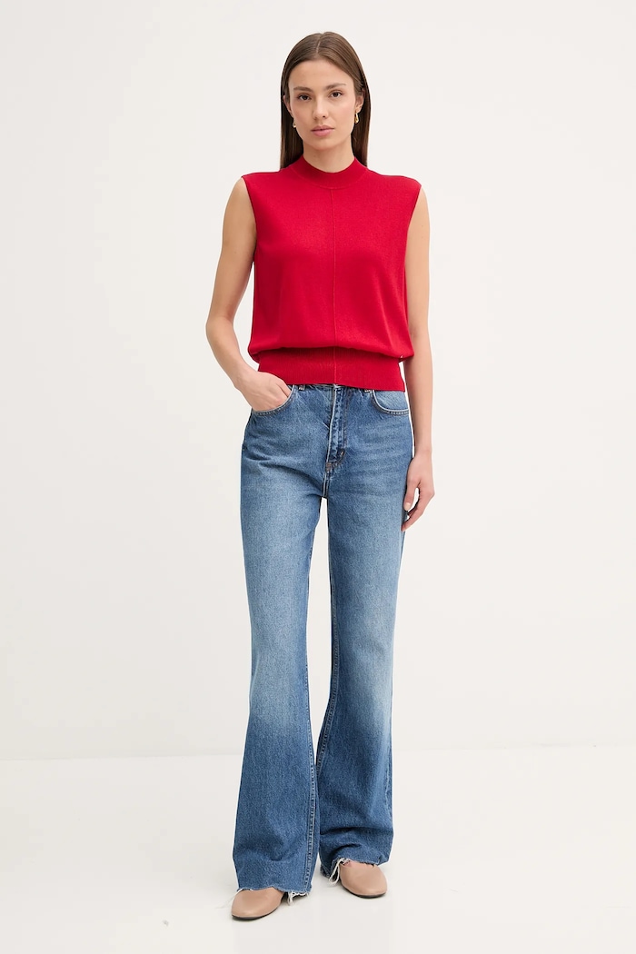 Tommy Hilfiger vestă din amestec de mătase WW0WW45651 rosu AW25