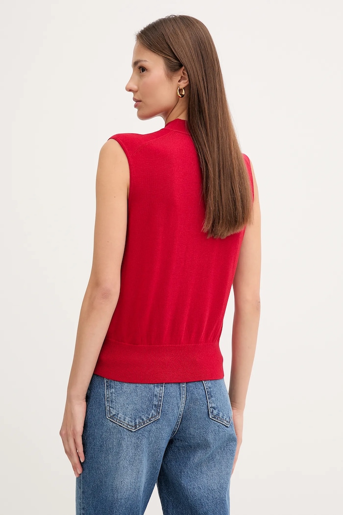 Îmbrăcăminte Tommy Hilfiger vestă din amestec de mătase WW0WW45651 rosu