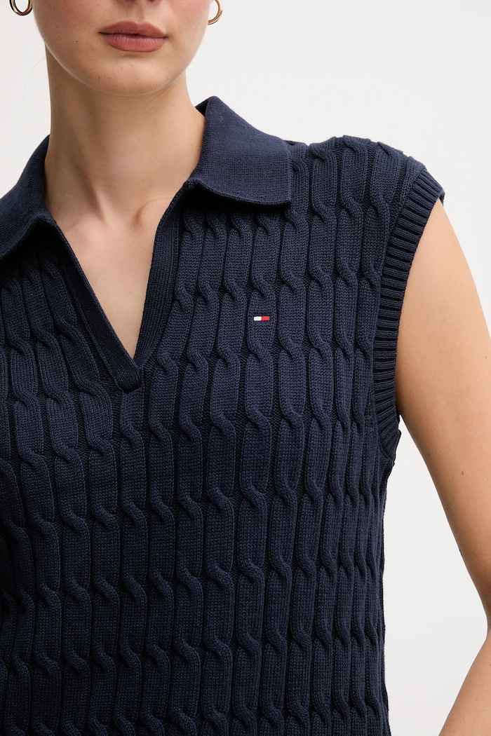 Tommy Hilfiger vestă din bumbac WW0WW45655 bleumarin