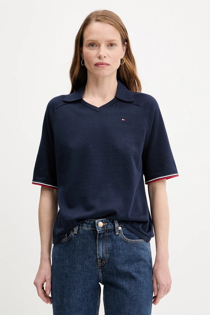 Tommy Hilfiger Sweter bawełniany granatowy WW0WW45694
