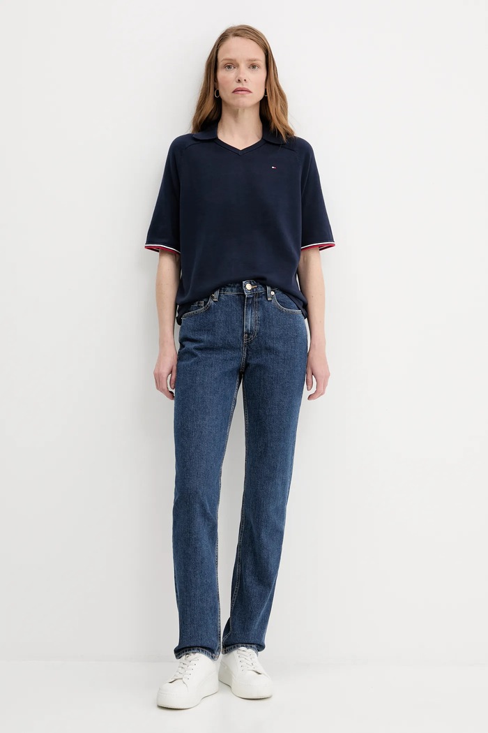 Tommy Hilfiger Sweter bawełniany WW0WW45694 granatowy AW25