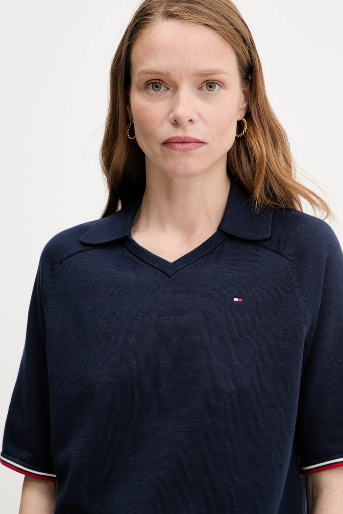 Sweter bawełniany Tommy Hilfiger WW0WW45694 granatowy
