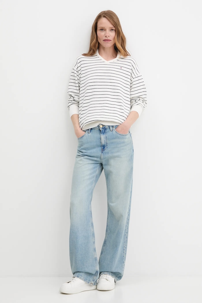 Bombažen pulover Tommy Hilfiger WW0WW45695 bela AW25