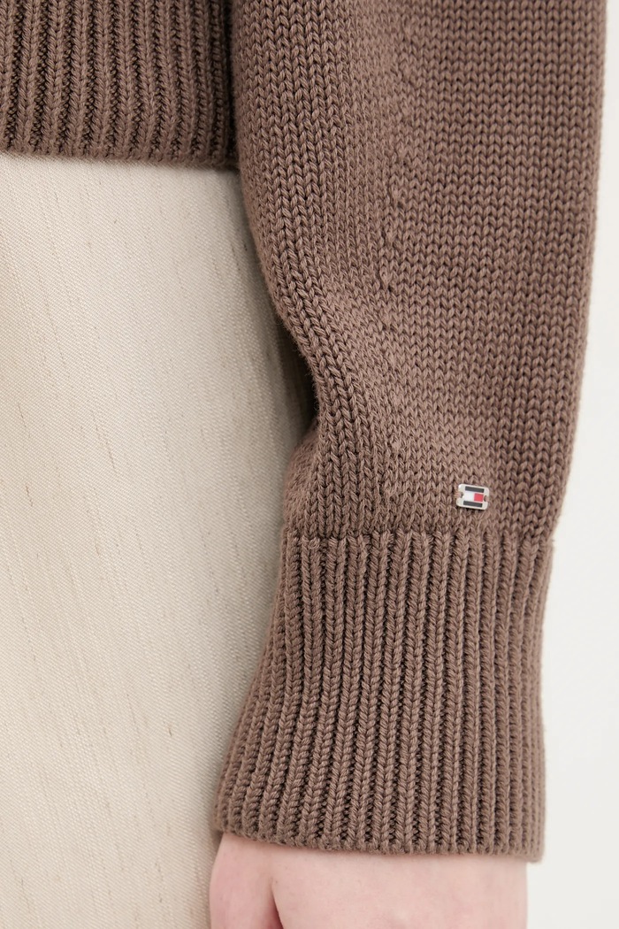 Sweter bawełniany Tommy Hilfiger brązowy WW0WW45700