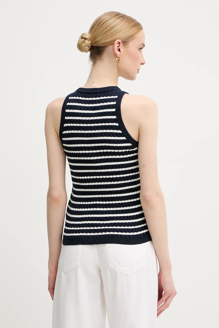 Îmbrăcăminte Tommy Hilfiger top feminin din bumbac WW0WW45706 bleumarin