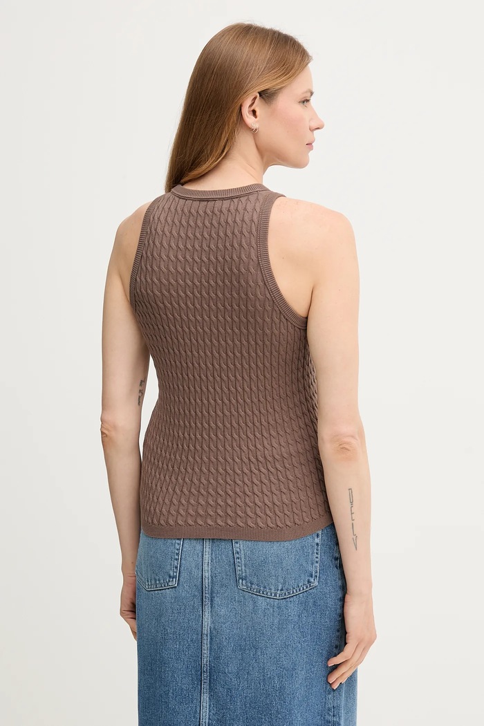Oblečenie Tommy Hilfiger top dámsky bavlnený WW0WW45706 hnedá