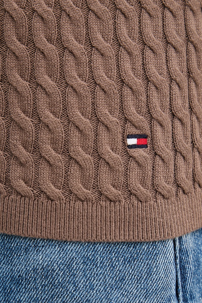 Tommy Hilfiger top dámsky bavlnený WW0WW45706 hnedá