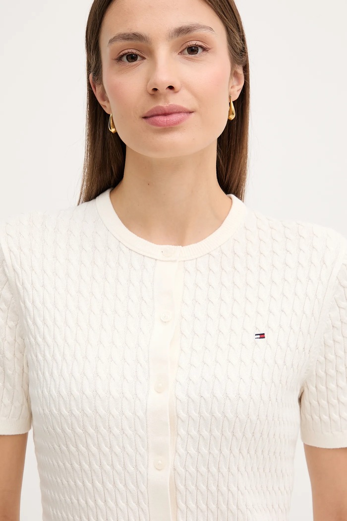 Tommy Hilfiger kardigan bawełniany beżowy WW0WW45707