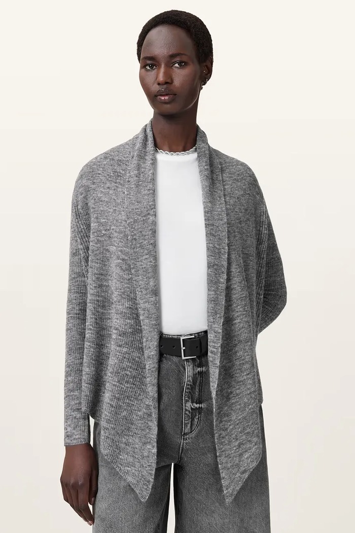 AllSaints Kardigan z domieszką wełny HARPER szary W052KC