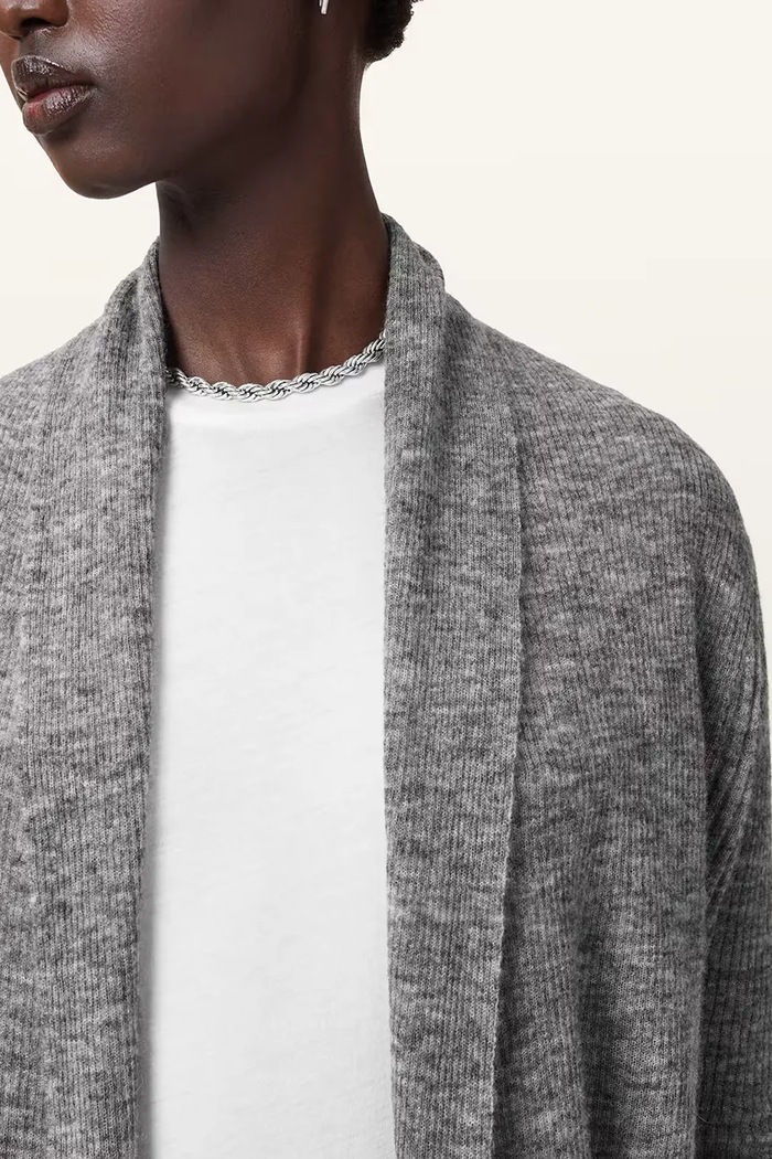 AllSaints Kardigan z domieszką wełny HARPER W052KC szary AW25