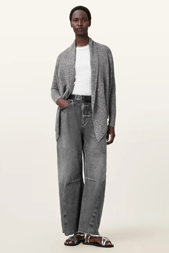 Kardigan z domieszką wełny HARPER AllSaints szary W052KC