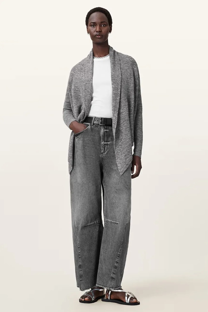 Kardigan z domieszką wełny HARPER AllSaints szary W052KC