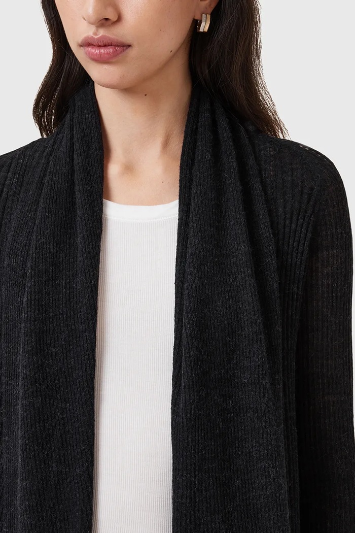 AllSaints kardigan z domieszką wełny HARPER W052KC czarny AW25
