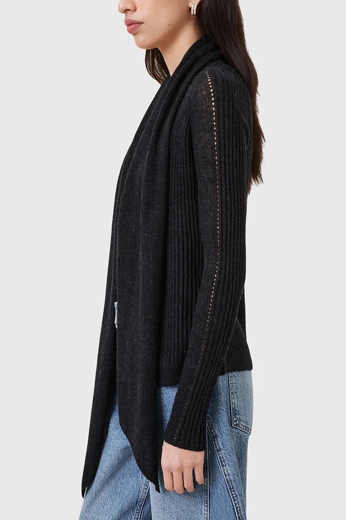 AllSaints kardigan z domieszką wełny HARPER czarny W052KC