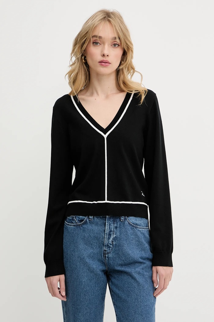 Karl Lagerfeld pulover subtiri negru A3W18023