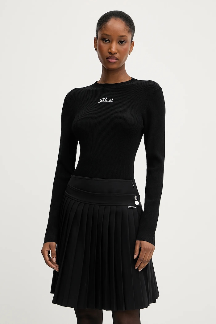 Karl Lagerfeld pulover subtiri negru A3W18025