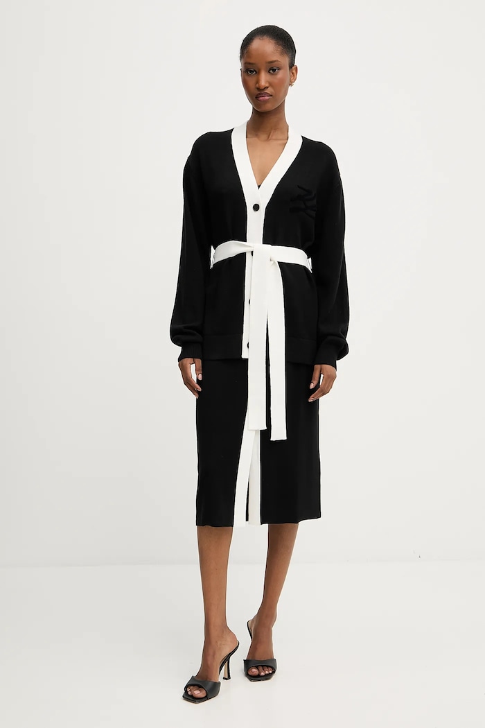 Karl Lagerfeld kardigan z domieszką wełny A3W18026 czarny AW25