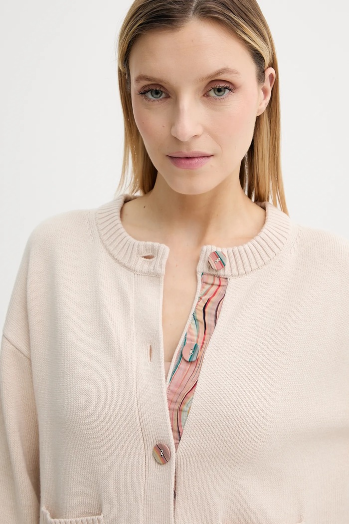 Kardigan wełniany PS Paul Smith W2R.585N.T31330 beżowy