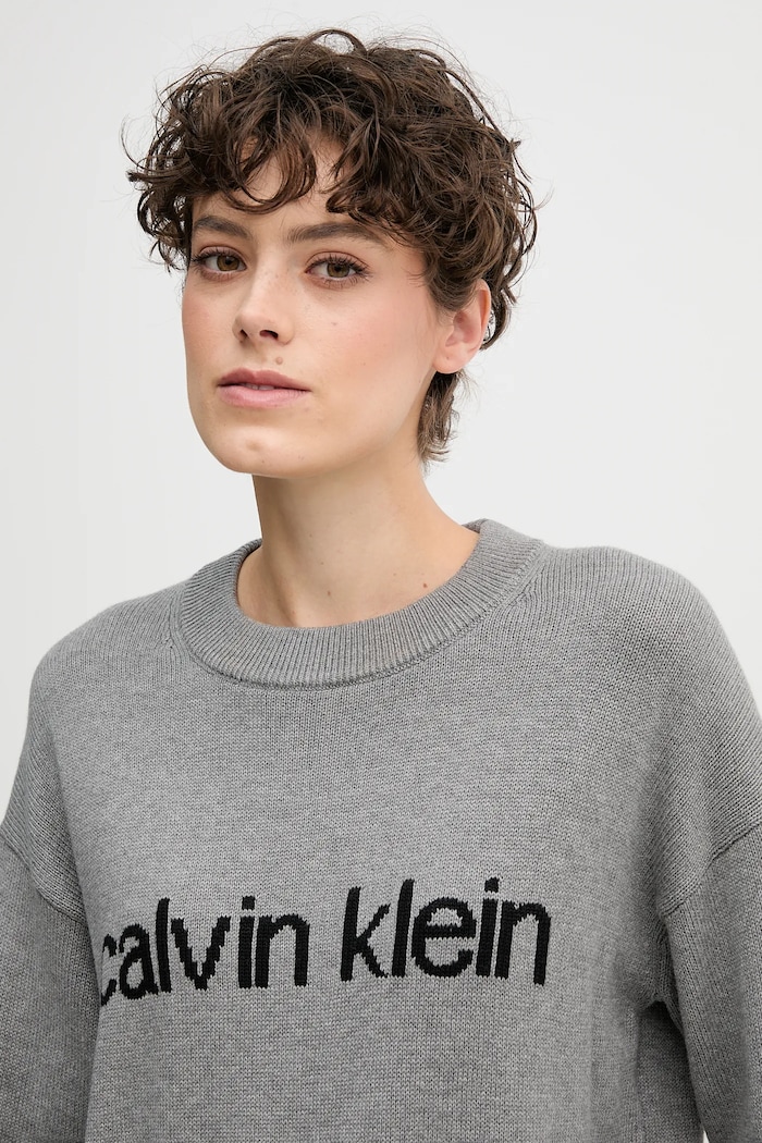 Bavlněný svetr Calvin Klein Jeans šedá LV047C311G
