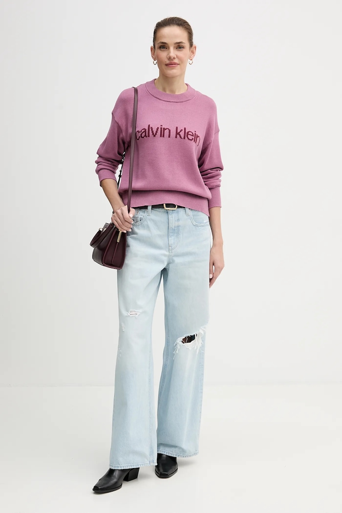 Bavlnený sveter Calvin Klein Jeans LV047C311G ružová AW25
