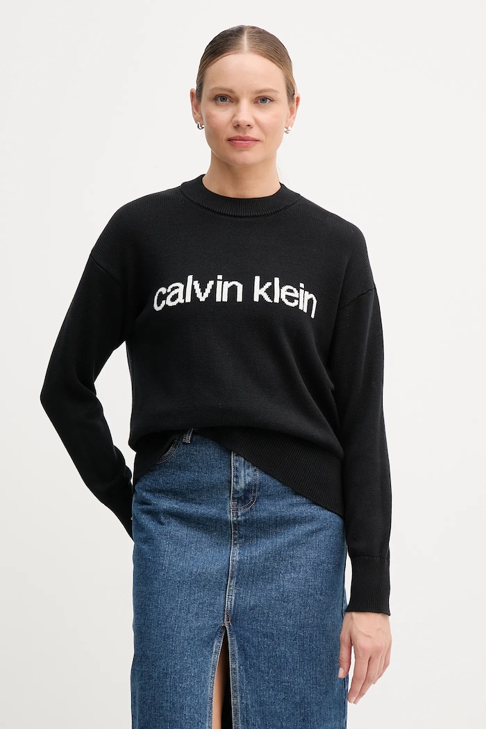 Bavlnený sveter Calvin Klein Jeans bavlna čierna LV047C311G