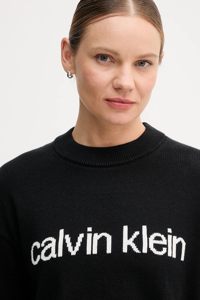 Bavlnený sveter Calvin Klein Jeans čierna LV047C311G