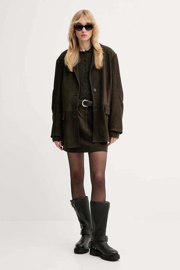 Gestuz Sweter wełniany 10910589 zielony SS26