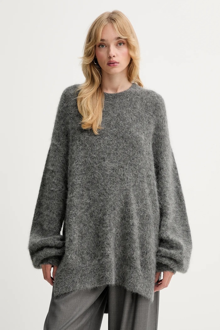 Gestuz Sweter wełniany szary 10910659