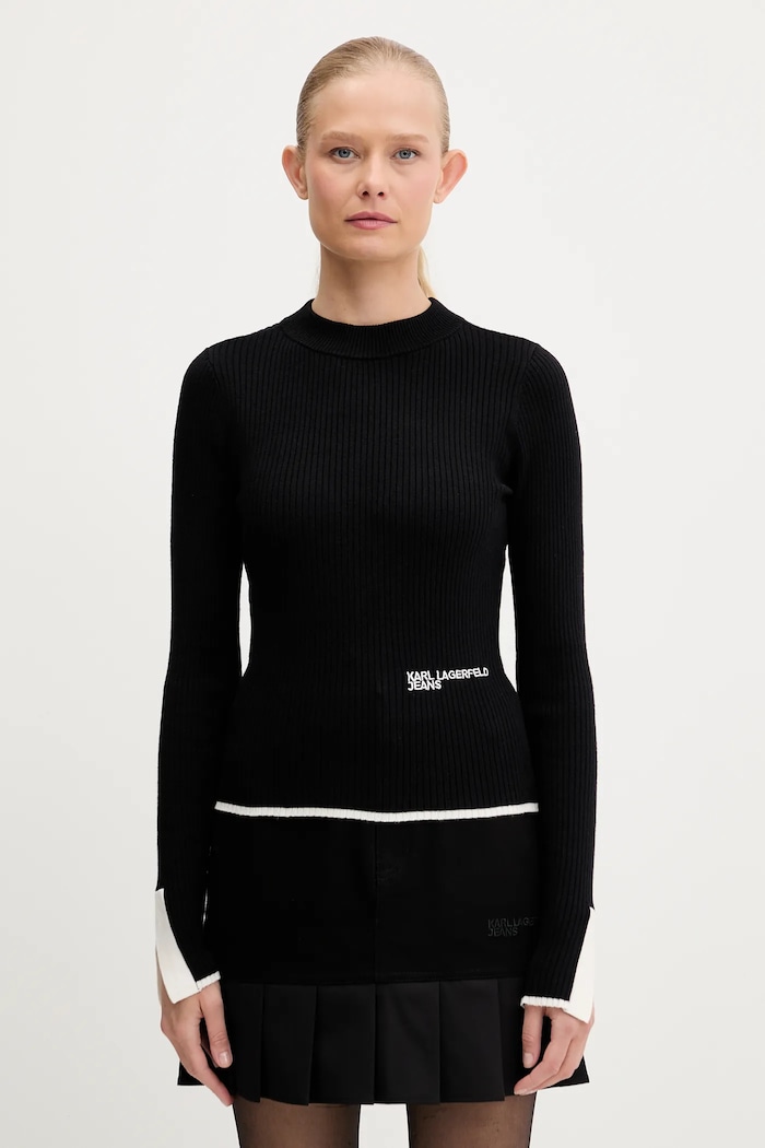 Sveter Karl Lagerfeld Jeans okrúhly čierna A3W18006