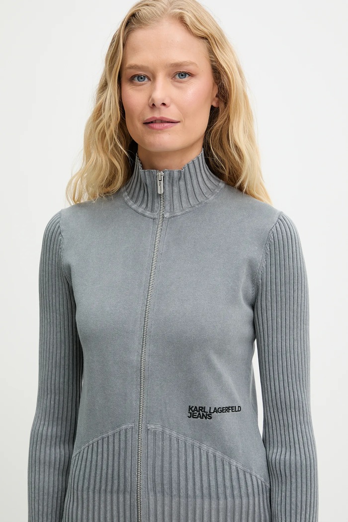 Bavlněný kardigan Karl Lagerfeld Jeans šedá A3W18010