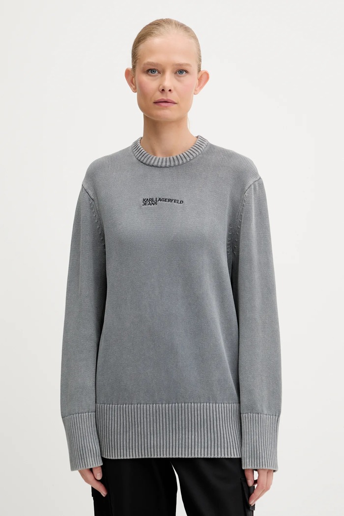 Bavlnený sveter Karl Lagerfeld Jeans bavlna sivá A3W18037