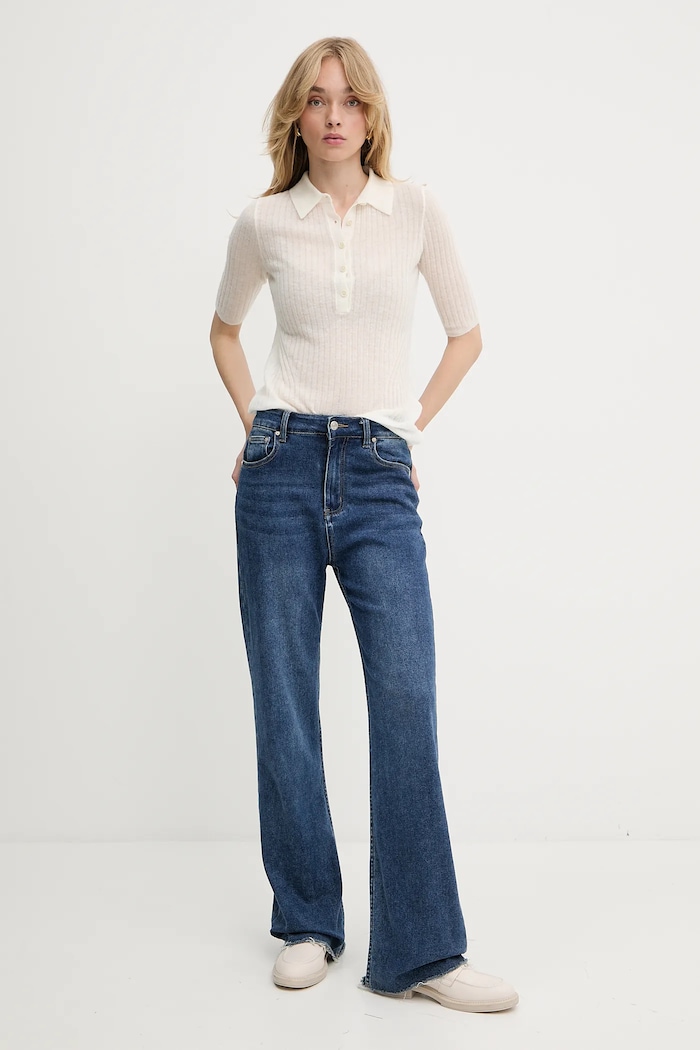 Μάλλινο πόλο BOSS Orange Dalessandra 50543977 μπεζ AW25