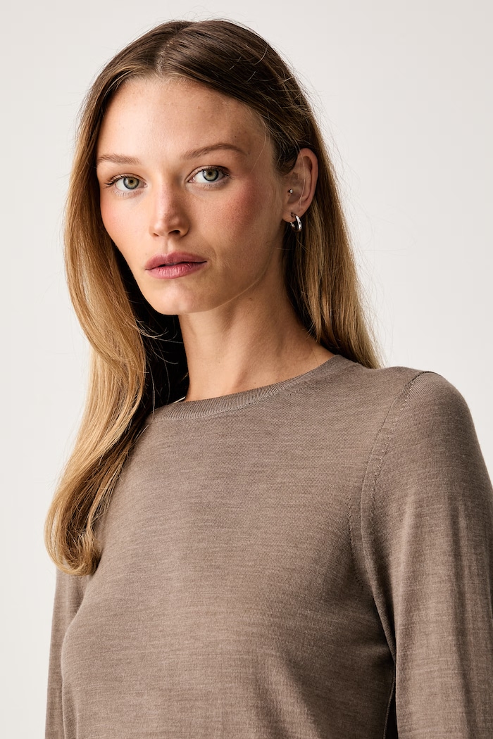 BOSS sweter damski wełniany Ferpina brązowy 50544987