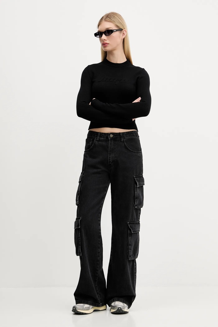 Пуловер Hugo Blue Sblog_B 50543054 черен AW25